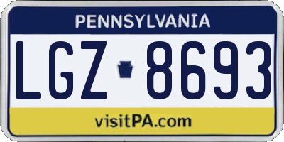 PA license plate LGZ8693