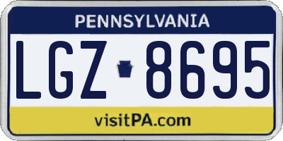 PA license plate LGZ8695