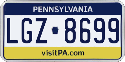 PA license plate LGZ8699