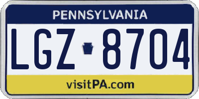 PA license plate LGZ8704