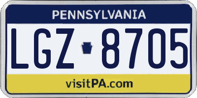 PA license plate LGZ8705