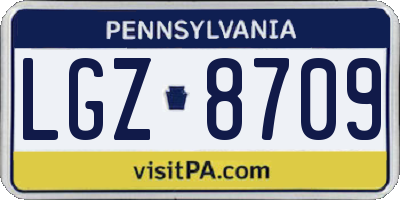 PA license plate LGZ8709