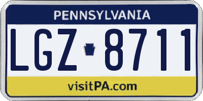 PA license plate LGZ8711