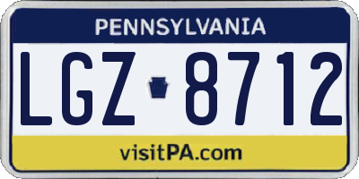 PA license plate LGZ8712