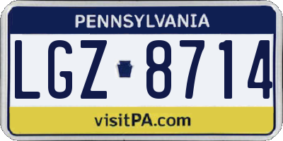 PA license plate LGZ8714