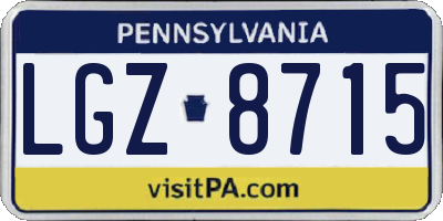 PA license plate LGZ8715