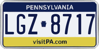 PA license plate LGZ8717