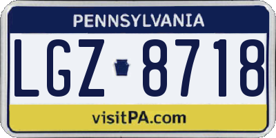 PA license plate LGZ8718