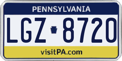 PA license plate LGZ8720