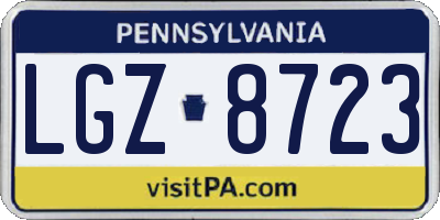 PA license plate LGZ8723
