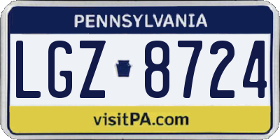 PA license plate LGZ8724