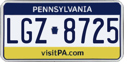 PA license plate LGZ8725