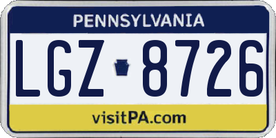 PA license plate LGZ8726