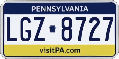 PA license plate LGZ8727