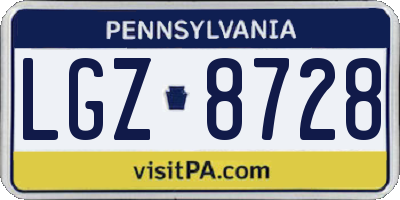 PA license plate LGZ8728