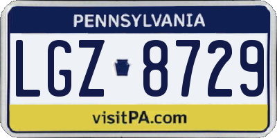 PA license plate LGZ8729