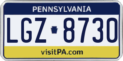 PA license plate LGZ8730