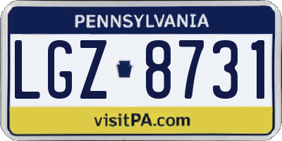 PA license plate LGZ8731