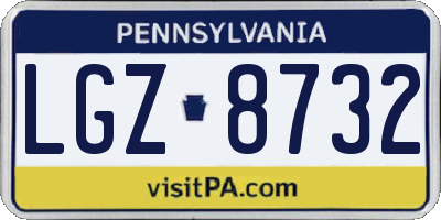 PA license plate LGZ8732