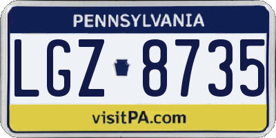 PA license plate LGZ8735
