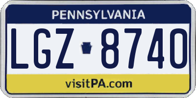 PA license plate LGZ8740