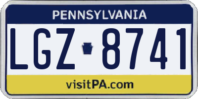 PA license plate LGZ8741