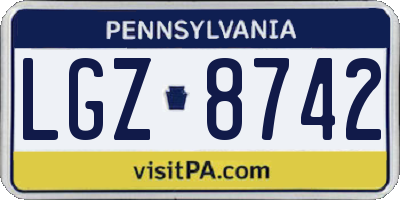 PA license plate LGZ8742