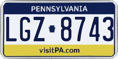 PA license plate LGZ8743