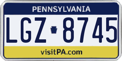 PA license plate LGZ8745