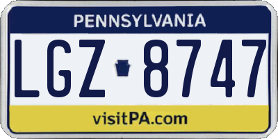 PA license plate LGZ8747