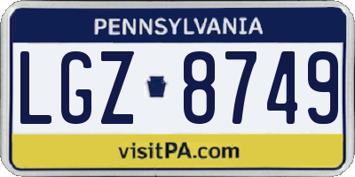 PA license plate LGZ8749