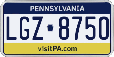 PA license plate LGZ8750