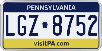PA license plate LGZ8752