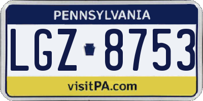 PA license plate LGZ8753