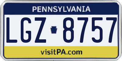 PA license plate LGZ8757
