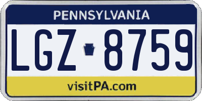 PA license plate LGZ8759