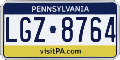 PA license plate LGZ8764