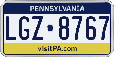 PA license plate LGZ8767