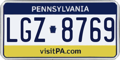 PA license plate LGZ8769
