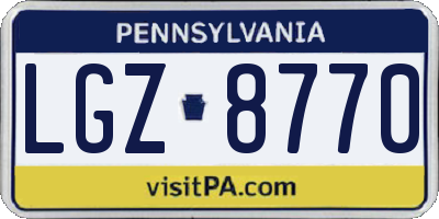 PA license plate LGZ8770