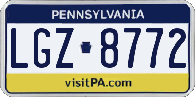 PA license plate LGZ8772