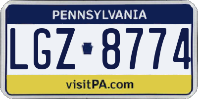 PA license plate LGZ8774