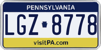 PA license plate LGZ8778