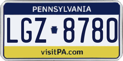 PA license plate LGZ8780