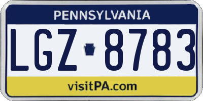 PA license plate LGZ8783