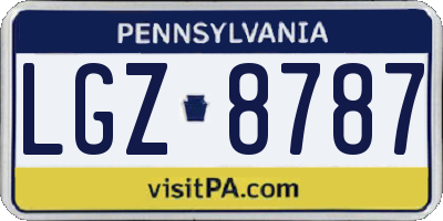 PA license plate LGZ8787