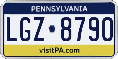 PA license plate LGZ8790