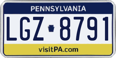 PA license plate LGZ8791