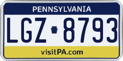 PA license plate LGZ8793