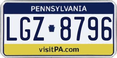PA license plate LGZ8796